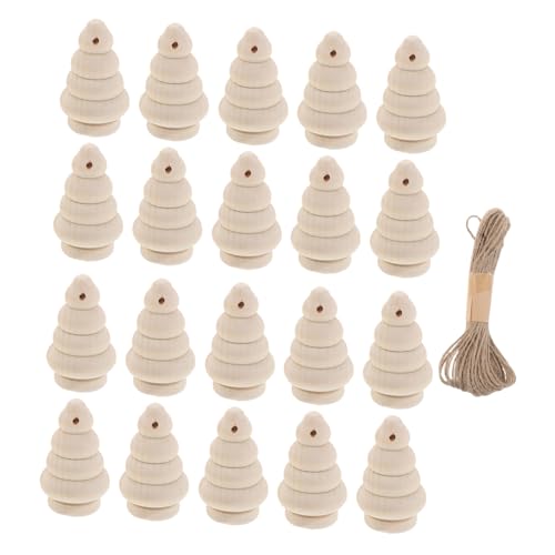 VILLCASE Unbehandelte Holz-weihnachtsbaum-anhänger mit Juteseil Bemalbare Holzfiguren mit Vorgebohrten Löchern für Diy-bastelprojekte Kreative Weihnachtsdeko für Familie von VILLCASE