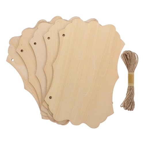 VILLCASE Unfertiges Holzschild mit Juteseil Großes Blanko Wandplakette zum Bemalen Gravieren DIY Heimdekoration Originelles Holzschild für Innen Außen von VILLCASE