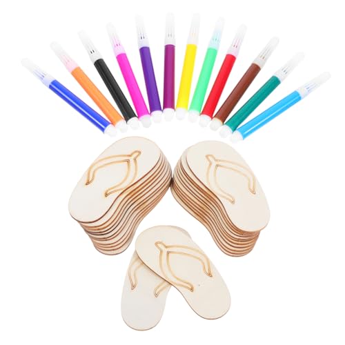 VILLCASE Unvollständige Holz Diy Bastelsets mit Malpenseln Rechte Schuhe für Kreative Sommerdekoration und Hawaii Partygestaltung VILLCASE Unvollständige Holz Diy Bastelsets mit Malpenseln Rechte Schuhe für Kreative Sommerdekoration und Hawaii Partygestaltung von VILLCASE