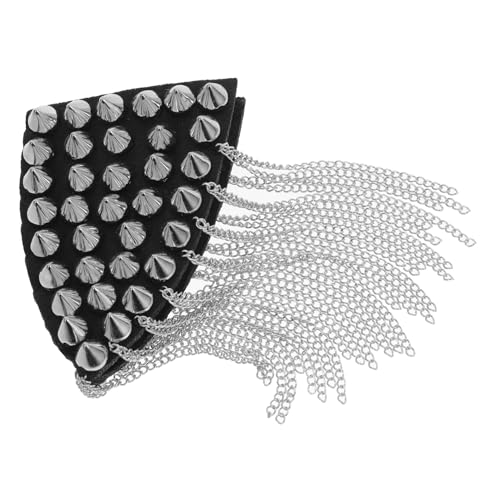 VILLCASE Vintage Schulterklappe mit Quasten und Nieten Stylische Punk Schulter Epaulette für Uniformen und Kostüme Silbernes Langlebiges Design Geeignet für Partys und Zeremonien von VILLCASE
