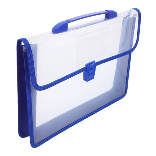 VILLCASE Wasserdichte Transparente Dokumententasche mit Tragegriff und Sicherem Druckknopfverschluss Erweiterbarer Organizer mit Beschriftungsfach Praktischer Aktenordner für Schule Büro von VILLCASE