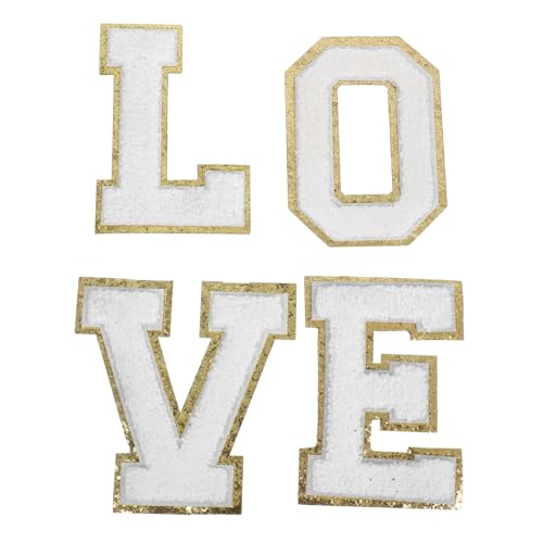 VILLCASE Weißer Chenille Buchstaben Aufnäher mit Goldenem Glitzer Rand zum Aufbügeln Weiche Polyester Applikationen Langlebig Modisch für Jacken Hüte Taschen DIY Kleidung Veredelung VILLCASE Weißer Chenille Buchstaben Aufnäher mit Goldenem Glitzer Rand zum Aufbügeln Weiche Polyester Applikationen Langlebig Modisch für Jacken Hüte Taschen DIY Kleidung Veredelung von VILLCASE