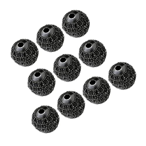 VILLCASE Metallschmuckperlen 10 Stück 8 Mm Schwarz Runde Perlen Zur Schmuckherstellung Lose Perlen Für Armbänder von VILLCASE