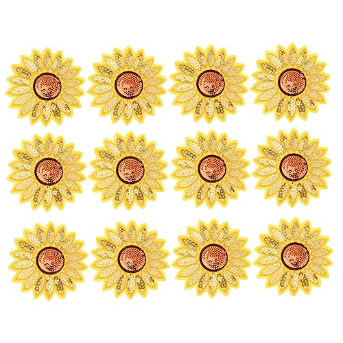 12Stücke Sonnenblumen Stickerei Patches Bügelflicken für Kleidung Taschen und Kunsthandwerk Einfach Anzuwenden für Jeans und Shirts von VILLFUL