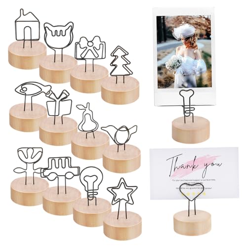 13Stücke Holz Kartenhalter mit Clips Tischkartenständer für Hochzeiten Foto Holzhalter Memo Halter Stabil und Vielseitig Einsetzbar für Präsentationen von VILLFUL