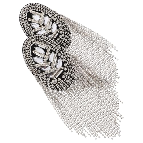 1Paar Schulterklappen mit Quaste Silber Strass Schulterabzeichen Leichtes und Langlebiges Kostümzubehör für Anzüge Einfache Anbringung mit Sicherheitsgurten Modisches Design 1Paar Schulterklappen mit Quaste Silber Strass Schulterabzeichen Leichtes und Langlebiges Kostümzubehör für Anzüge Einfache Anbringung mit Sicherheitsgurten Modisches Design von VILLFUL