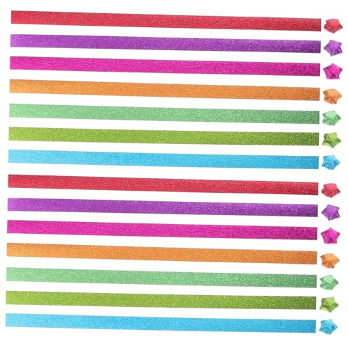 1Satz Glitzer Origami Papier Farbenfrohe Faltpapierstreifen mit Sternenmotiv Bastelmaterialien für DIY Projekte und Dekorationen für Zuhause von VILLFUL