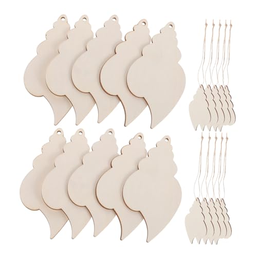 20 Stück Unvollendete Holzmuschel Ornamente Leere Holzschneider für Diy Bastelprojekte Küstenstil Stranddekorationen Glatte Oberfläche für Individuelles Bemalen von VILLFUL