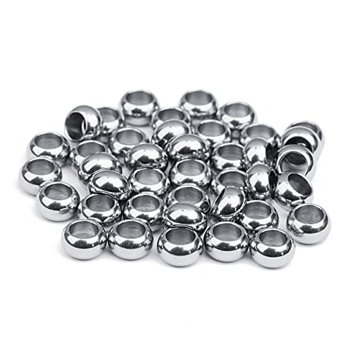 20Stücke Edelstahlperlen Runde Spacer Beads für DIY Schmuckherstellung Hochwertige Große Lochperlen für Armbänder und Ohrringe Silber von VILLFUL
