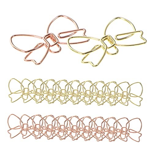 20Stücke Kreative Büroklammern Form von Schleifen Praktische Empfindliche und Dekorative Papierklips Roségold für Büro und Schule von VILLFUL