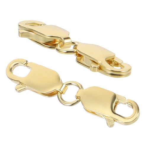 2Stücke Goldene Karabinerverschlüsse Doppelte Hummer Verschlüsse für Schmuck DIY Langlebige und Rostfreie Accessoires für Armbandverlängerungen und Projekte von VILLFUL