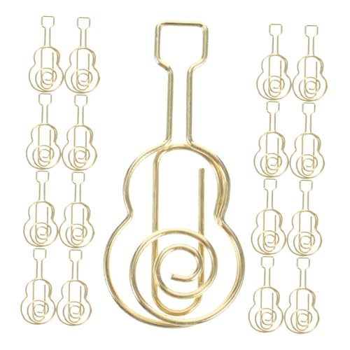 30 Stück Gitarre Form Papierklammern Lustige Goldene Metall Büroklammern Lesezeichen und Dokumenten Organizer für Kreative Arbeitsplätze und Notizen von VILLFUL