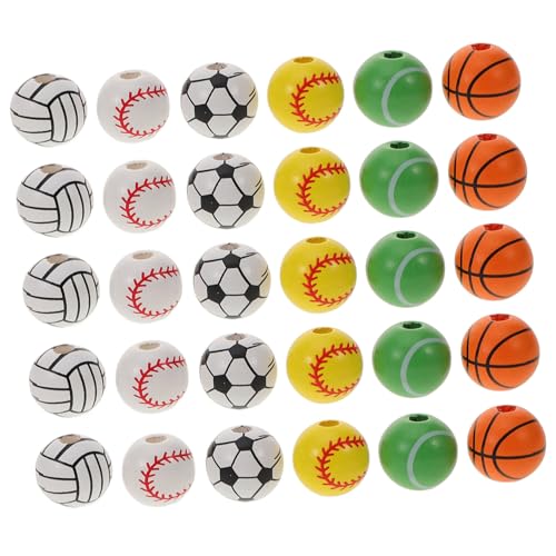 30Stücke Holzperlen für DIY Schmuckherstellung Verschiedene Sportarten Fußball Basketball Volleyball Robuste und Langlebige Distanzperlen für Armbänder 30Stücke Holzperlen für DIY Schmuckherstellung Verschiedene Sportarten Fußball Basketball Volleyball Robuste und Langlebige Distanzperlen für Armbänder von VILLFUL