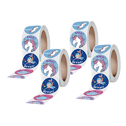 4 Rollen Selbstklebende Aufkleber für Belohnungs und Motivationssticker mit Niedlichen Cartoon Motiven Schulprojekte und Kreative Bastelarbeiten von VILLFUL