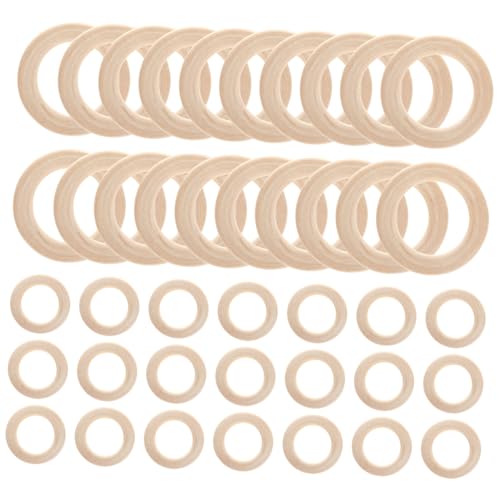 40 Stück Holzringe zum Basteln Unbehandelte Holzringe für Diy Projekte Ringe Ringe für Schmuckherstellung Wreath Dekoration und Handwerksprojekte von VILLFUL