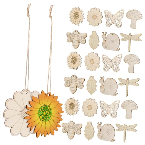 40Stücke Unvollendete Holztiere zum Basteln Holzhandwerke mit Juteseilen für DIY Malerei und Dekoration Vielseitige Designs Insekten 40Stücke Unvollendete Holztiere zum Basteln Holzhandwerke mit Juteseilen für DIY Malerei und Dekoration Vielseitige Designs Insekten von VILLFUL