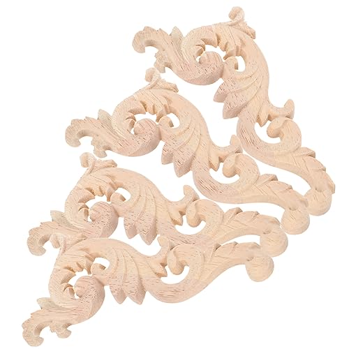 4Stücke Holzapplikationen für Möbel Schnitzereien zur Dekoration von Türen Schränken und Betten Langlebige Onlays Hochwertigem Holz für DIY Projekte von VILLFUL