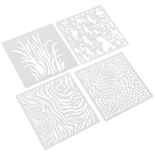 4Stücke Wiederverwendbare Schablonen Pet Material für DIY Malerei Wandgestaltung und Scrapbooking Vielseitige Zeichenschablonen mit Klaren Mustern von VILLFUL