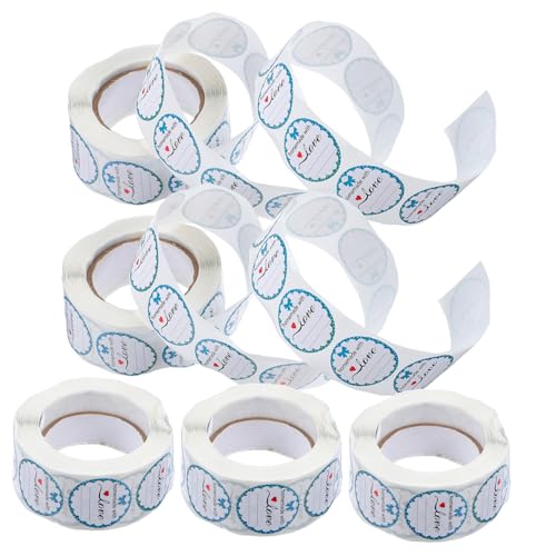 5 Rollen Selbstklebende Runde Aufkleber Handgemachte für Einmachgläser Backwaren und Verpackungen Beschriftbare für Kleine Unternehmen Hochwertige Klebeetiketten von VILLFUL
