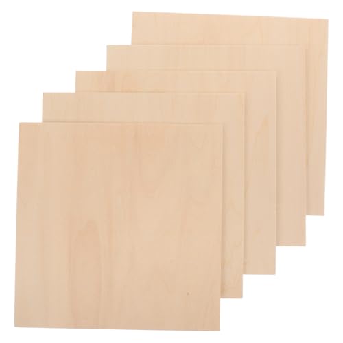 5 Stück Diy Holzplatten Unbehandelt für Bastelarbeiten Brandmalerei und Modellbau Hochwertige Holzstücke für Projekte von VILLFUL