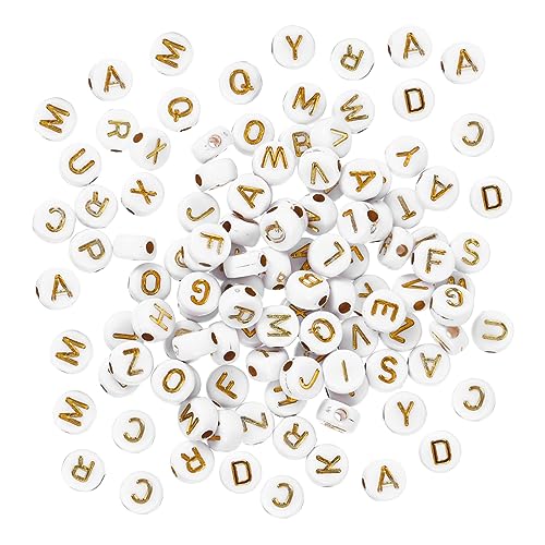 500Stücke Alphabetperlen Weißem Hintergrund Runde DIY Buchstabenperlen für Armbänder und Fußkettchen Bastelzubehör für Schmuckprojekte von VILLFUL