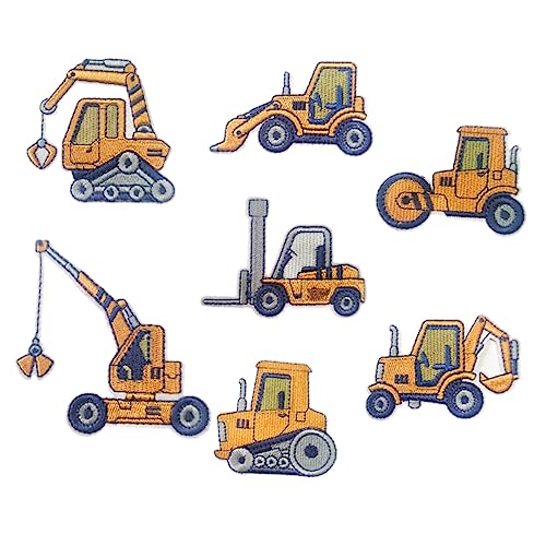 7Stücke Teiliges Cartoon Bagger Stickerei Patches zum Aufbügeln für Kleidung für Shirts Jeans Rucksäcke und DIY Projekte Dekoration und Reparatur von VILLFUL