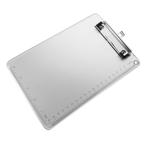 Aluminiumlegierung Clipboard mit Rutschfester Oberfläche und Robustem Stahlclip für Schule und Büro Schreibbrett für Täglichen Gebrauch Silber von VILLFUL