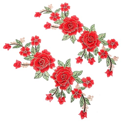 VILLFUL 1 Paar Bestickte Spitzenaufnäher, Blumenstickerei Aufnäher, Dekorative Kostüm Aufnäher, Blumenstickerei Aufnäher, Stickapplikationen Für Kleidungsstücke von VILLFUL