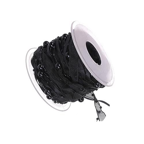 VILLFUL 1 Rolle Dekoratives Hochzeitsband Perlenband für Blumensträuße Party DIY und Bastelbedarf Schwarz Langlebig und Vielseitig Einsetzbar für Hochzeiten und Festliche Anlässe von VILLFUL
