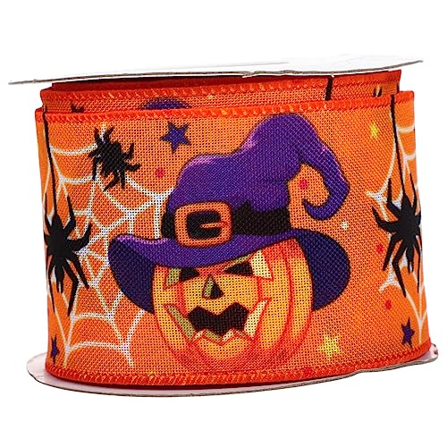 VILLFUL Drahtkantenband Halloween-themenband Mit Draht Polyester Dekoband Für Party Kunsthandwerk Kuchendekoration Scrapbooks Haarschleifen Bastelprojekte von VILLFUL