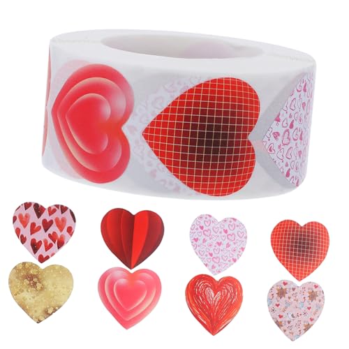 VILLFUL 1 Rolle Liebesaufkleber Valentinstags Siegelaufkleber Siegelaufkleber Herzform Etiketten Valentinstagsaufkleber Herzaufkleber Etikett Klebeetiketten Aufkleber Siegelaufkleber von VILLFUL