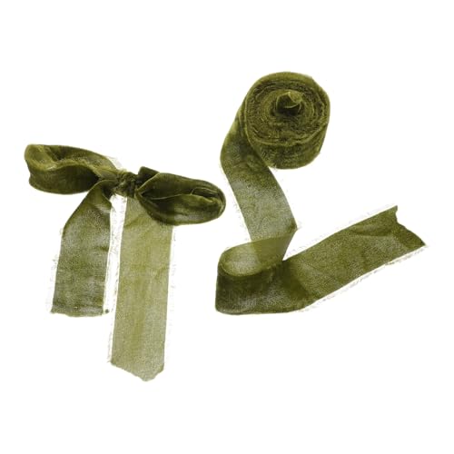 VILLFUL 1 Rolle Olivgrünes Frayed Edge Satinband für Hochzeitsdekorationen Geschenkbänder Diy Schleifen und Sträuße Elegantes Rustikales Band für Besondere Anlässe von VILLFUL