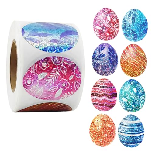 VILLFUL 1 Rolle Mit Bunten Ostereier-aufklebern Geschenkaufklebern Für Osterpartys Osterdekoren Selbstklebend Ovale Form VILLFUL 1 Rolle Mit Bunten Ostereier-aufklebern Geschenkaufklebern Für Osterpartys Osterdekoren Selbstklebend Ovale Form von VILLFUL
