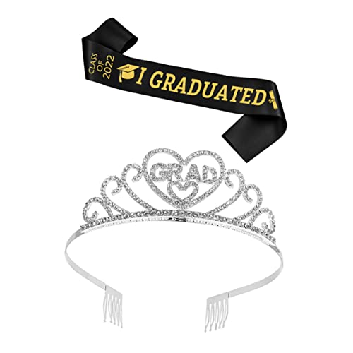 VILLFUL 1 Satz Abschlusskrone und Schärpe Set für Graduierung Tiara und Schultergurt für Unvergessliche Party für Abschlussfeiern und Fotos von VILLFUL