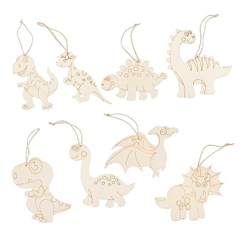 VILLFUL 1 Satz Dinosaurier Holz Bastelset Unbehandelte Holzscheiben für DIY Dinosaurier Formen zum Bemalen Bastelmaterial für Kreative Projekte und Partys von VILLFUL