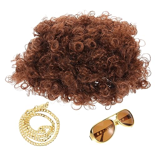VILLFUL 1 Satz Disco Kostümset für Jahre Party Perücke Sonnenbrille Goldkette Zufälliger Stil für Männer und Frauen für Cosplay und Fotoshootings von VILLFUL