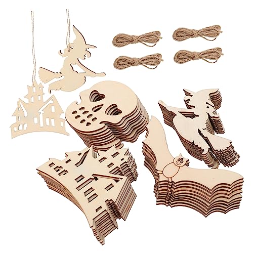 VILLFUL 1 Satz Halloween Holzspäne, Halloween Holzspäne, Dekorative Holzscheiben, Holzdesign Chips, Halloween Ornamente, Bemalung Von Holzscheiben, DIY Holzhandwerk, DIY Holzbretter von VILLFUL