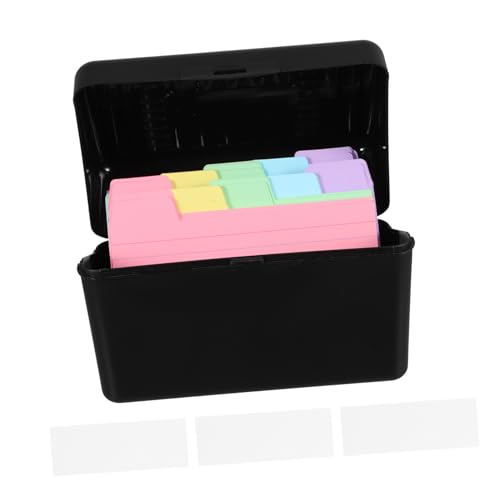 VILLFUL 1 Satz Karteikartennotizbox Markierungsaufkleber Für Bücher Karteikartenhalter Aus Kunststoff Zettelhalter Mini -karteikarten Visitenkarteninhaber Karteikartenteiler Papier Schwarz von VILLFUL