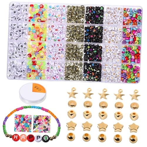 VILLFUL 1 Schachtel Bunte Buchstabenperlen für DIY Armband Schmuckherstellung Lose Spacer Perlen mit Hoher Farbbrillanz Strapazierfähige Bastelperlen für Personalisierte Armbänder und VILLFUL 1 Schachtel Bunte Buchstabenperlen für DIY Armband Schmuckherstellung Lose Spacer Perlen mit Hoher Farbbrillanz Strapazierfähige Bastelperlen für Personalisierte Armbänder und von VILLFUL