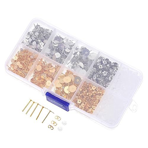VILLFUL 1 Schachtel DIY Ohrstecker Zubehör Ohrstecker Verschlüsse und für Post und Hakenohrringe Leichtes Flexibles Material Gold und Silber für Schmuckherstellung und Bastelbedarf von VILLFUL