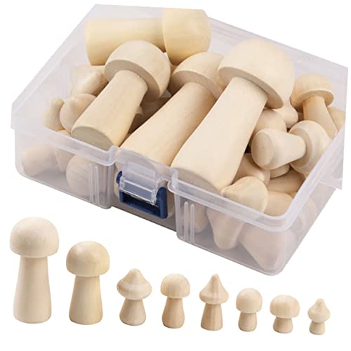 VILLFUL 1 Schachtel Holzpilz Set, DIY Simulationspilz Ornament, Ungefärbtes Holz, Pilzmalerei, Pilz Graffiti, Pilze, Pilz Partydekorationen, Pilz Bastelarbeiten, Pilzmalerei von VILLFUL
