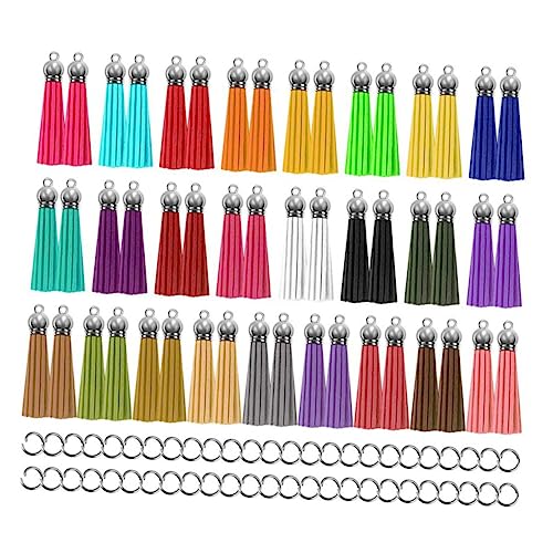 VILLFUL 1 Set Lederquasten, Bunte Bastelquasten, Neuartige Schlüsselanhänger Anhänger, Quasten Zum Basteln, DIY Schlüsselanhänger Quasten, Lederquasten Dekore, Quasten Zur von VILLFUL