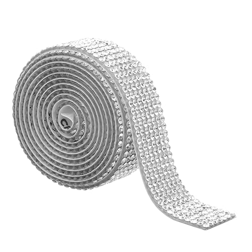 VILLFUL 1 Set Schmelzkleber Strass Bohrstreifen, DIY Dekorations Blitzdiamant Mit Handy Autodekoration, Heißschmelz Diamant Aufkleber, Langer Diamant Aufkleber (Weiß, 7 Reihen, 1,5 Cm), 1 von VILLFUL