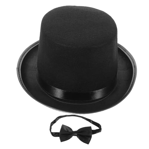 VILLFUL 1 Set Schwarzer Zylinder, Festlicher Gentleman Hut, Cosplay Kostüm Für Jungen, Verkleidungskostüm Zum Spielen, Detektiv Cosplay Zubehör, Detektiv Requisiten, Detektiv Hut Set, von VILLFUL
