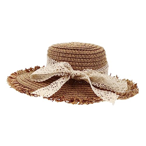 VILLFUL 1 Stück Lace Strohhut für Puppen Dekorative Sommermütze mit Schleifenbindung für DIY Puppenbekleidung für Puppenliebhaber und Kreative Gestaltung von VILLFUL