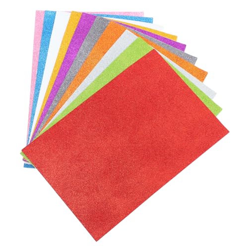VILLFUL 10 Blatt A4, Vollständig Geöffnetes Karton Eva Schaumpapier, Handgemachtes Farbiges Papier, 1 Set/10 Blatt (Gemischte Farben), Faltpapier, Dekoratives Schwammpapier, Glitzerpapier von VILLFUL