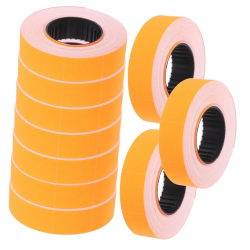VILLFUL 10 Rollen Preisetikettenpapier für Preislabeler Doppelreihe Orange pro Rolle Druckqualität für Supermärkte und Geschäfte Vielseitige Kennzeichnungslösungen von VILLFUL