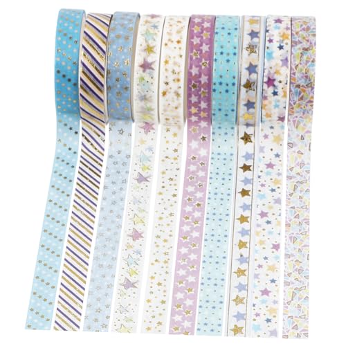 VILLFUL 10 Rollen Teiliges Washi Tape Set mit Hot Stamping Stern motiv Dekoratives Klebeband für DIY Basteln Scrapbooking Journal Selbstklebend Reißbar Vielseitig für Geschenkverpackungen VILLFUL 10 Rollen Teiliges Washi Tape Set mit Hot Stamping Stern motiv Dekoratives Klebeband für DIY Basteln Scrapbooking Journal Selbstklebend Reißbar Vielseitig für Geschenkverpackungen von VILLFUL