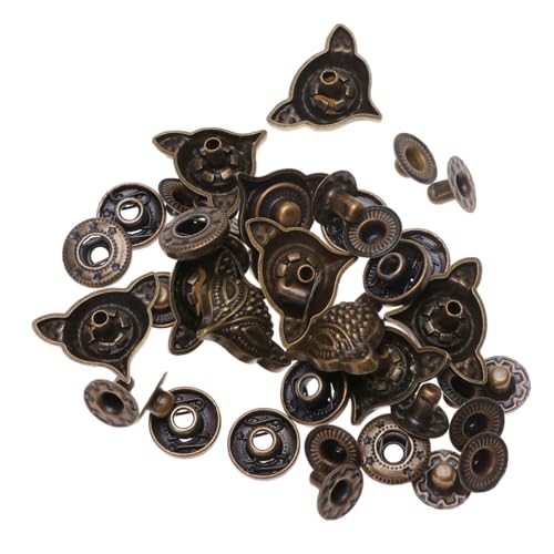 VILLFUL 10 Sätze Teiliges Retro zinklegierung Schnappverschluss mit Fuchskopf und Sockel Robuste Bronzefarbene DIY Taschen Geldbörsenverschluss Zubehör für Handwerk und Nähen von VILLFUL