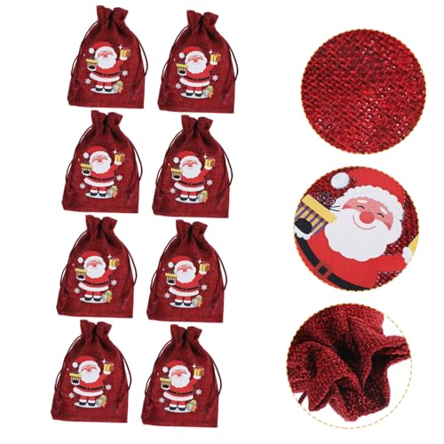 VILLFUL 10 Stück Burgunderrote Jutebeutel Für Partygeschenke, Süßigkeitentüten, Weihnachtssüßigkeitenhalter, Weihnachtsgeschenkbeutel Mit Kordelzug, Süßigkeitenhalter, von VILLFUL